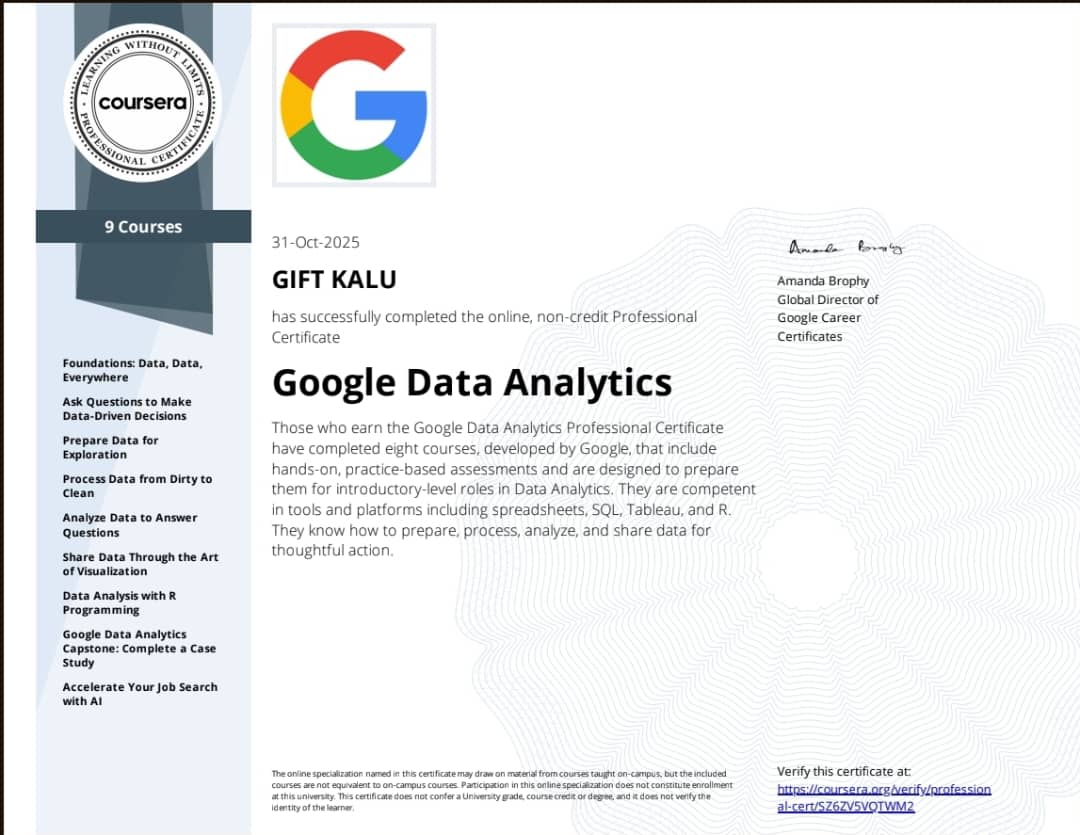 Google Data Analytics Professional